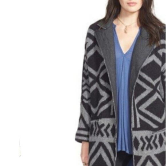 Free People Geometric Small Black & Grey Cardigan Sweater - Picture 6 of 6